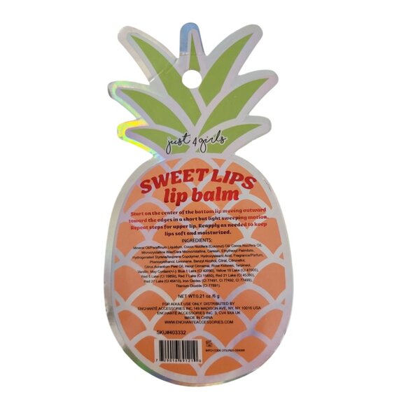 Berry Pineapple Scented Sweet Lips Lip Balm 0.21 Oz White & Green Pineapple Desi - Picture 2 of 2